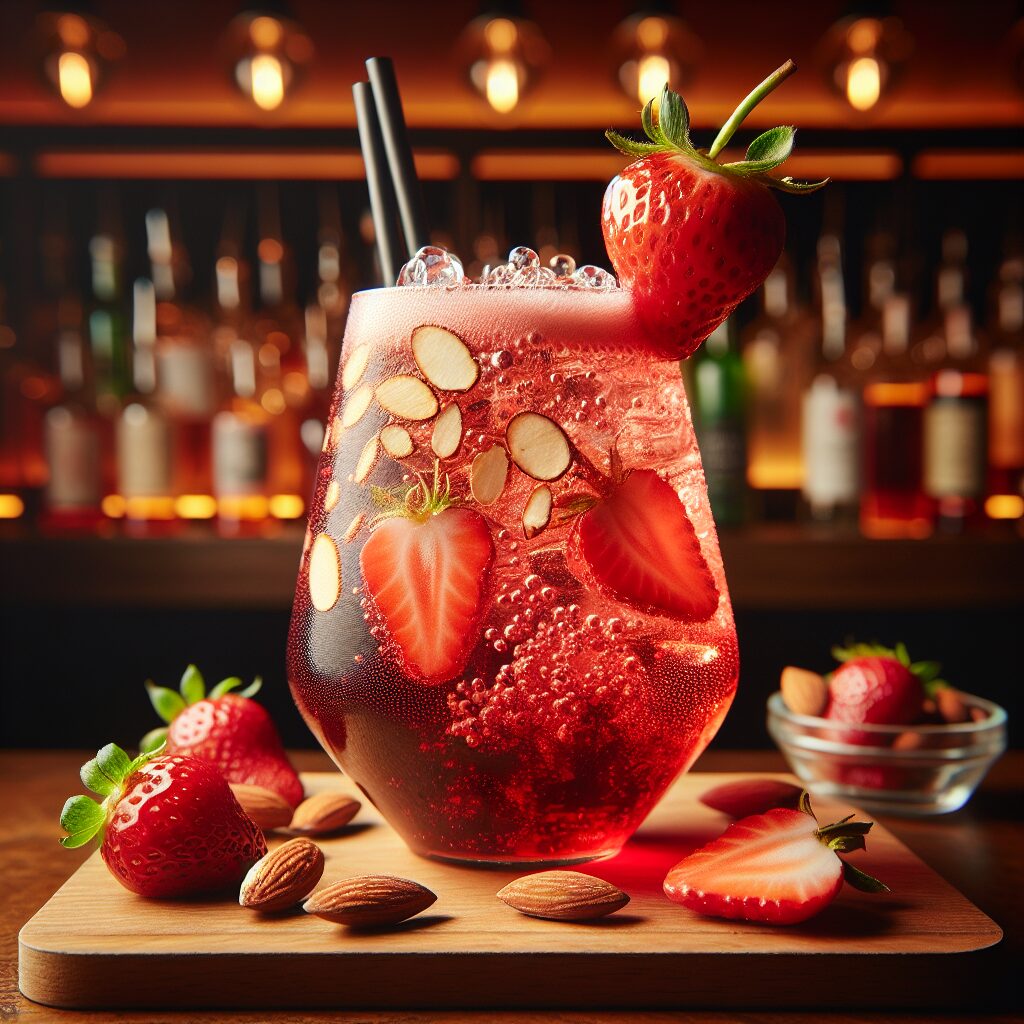 Almond Strawberry Fizz Mocktail.