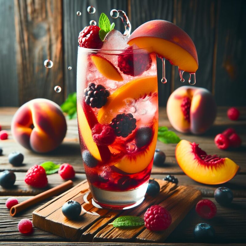 Berry Peach Fizz Mocktail.