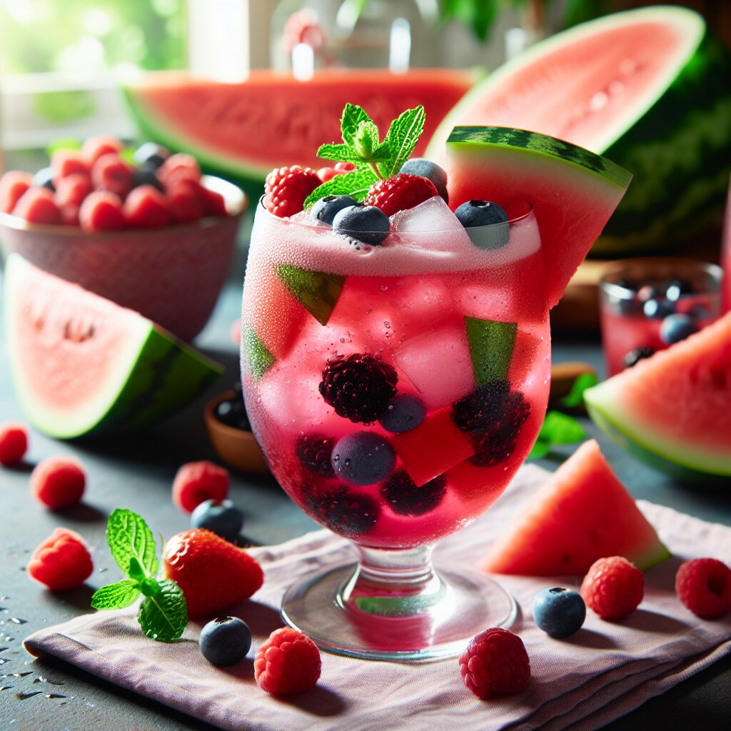 Berry Watermelon Quencher Mocktail.