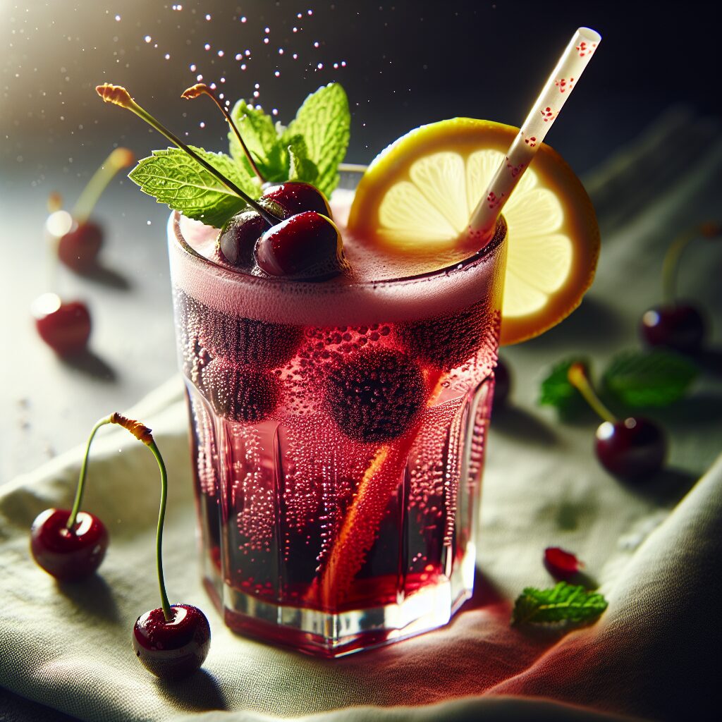 Black Cherry Fizz Mocktail.