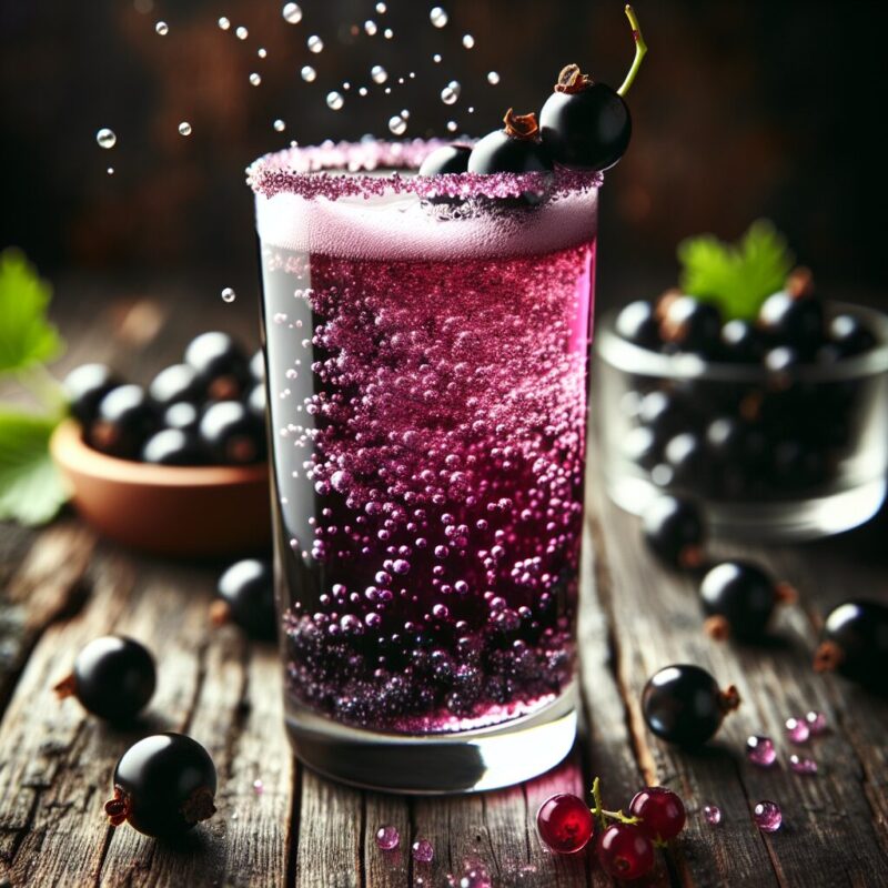 Black Currant Sparkle Mocktail. natural