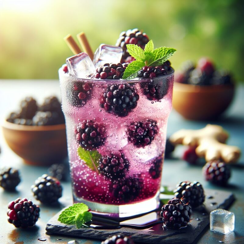 Blackberry Ginger Delight Mocktail. natural