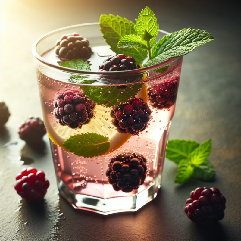 Blackberry Rosewater Splash Mocktail. natural