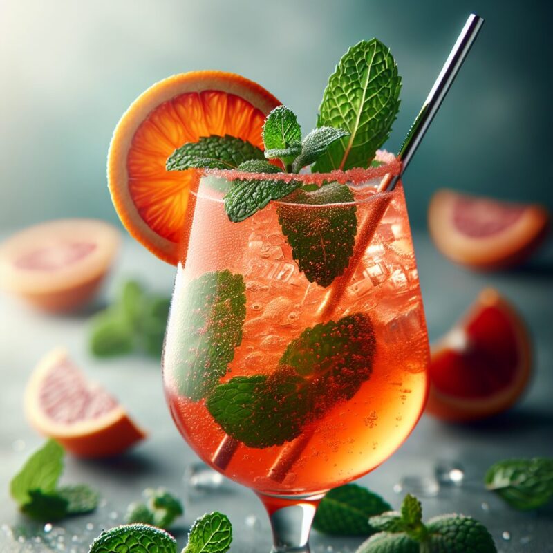 Blood Orange Mint Sparkler Mocktail.