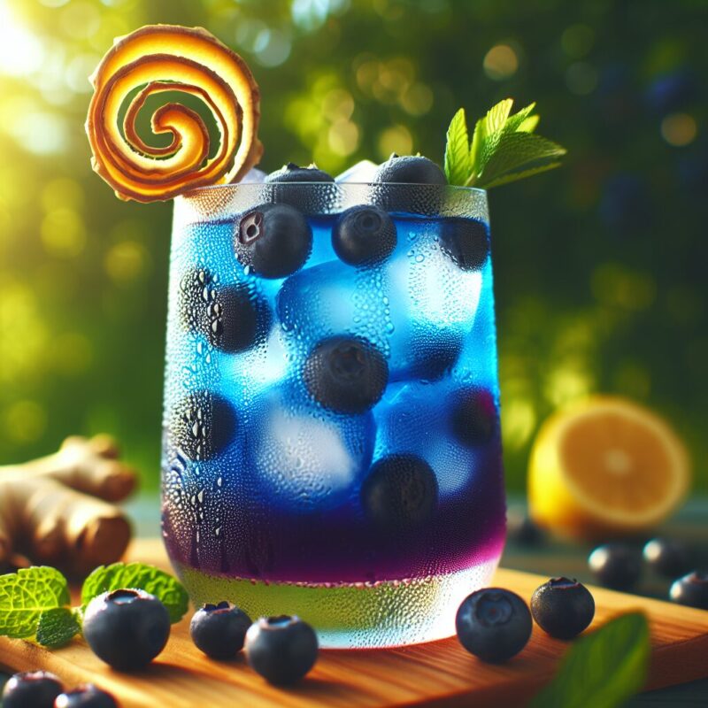 Blueberry Ginger Refresher Mocktail. natural