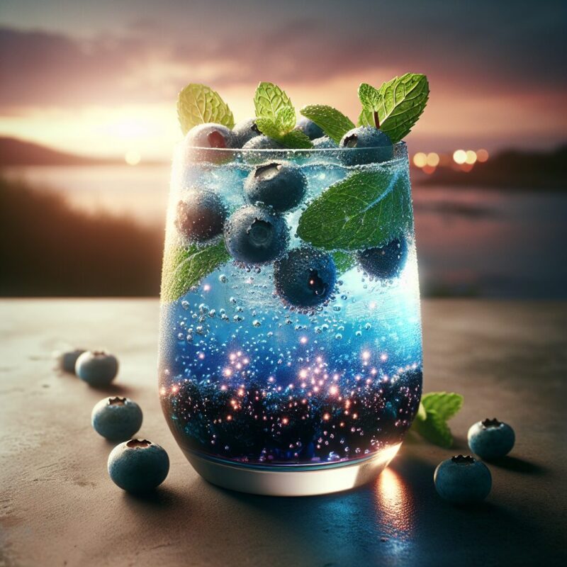 Blueberry Mint Sparkler Mocktail. natural