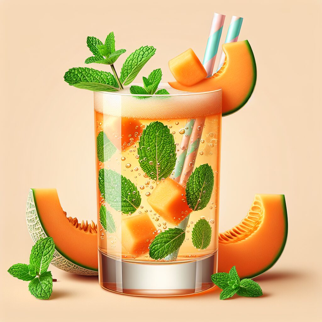 Cantaloupe Mint Fizz Mocktail.