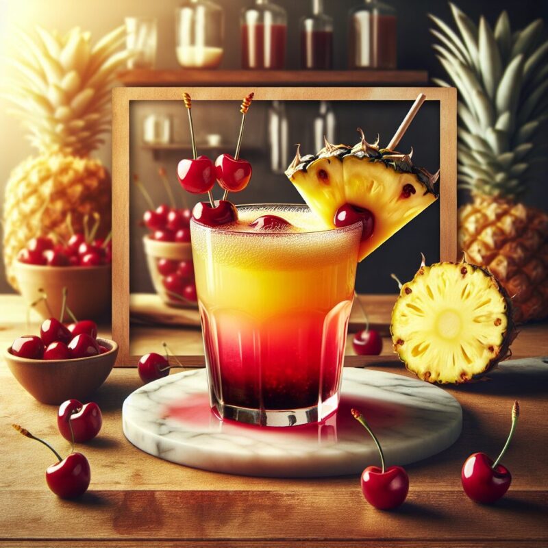 Cherry Pineapple Delight Mocktail.