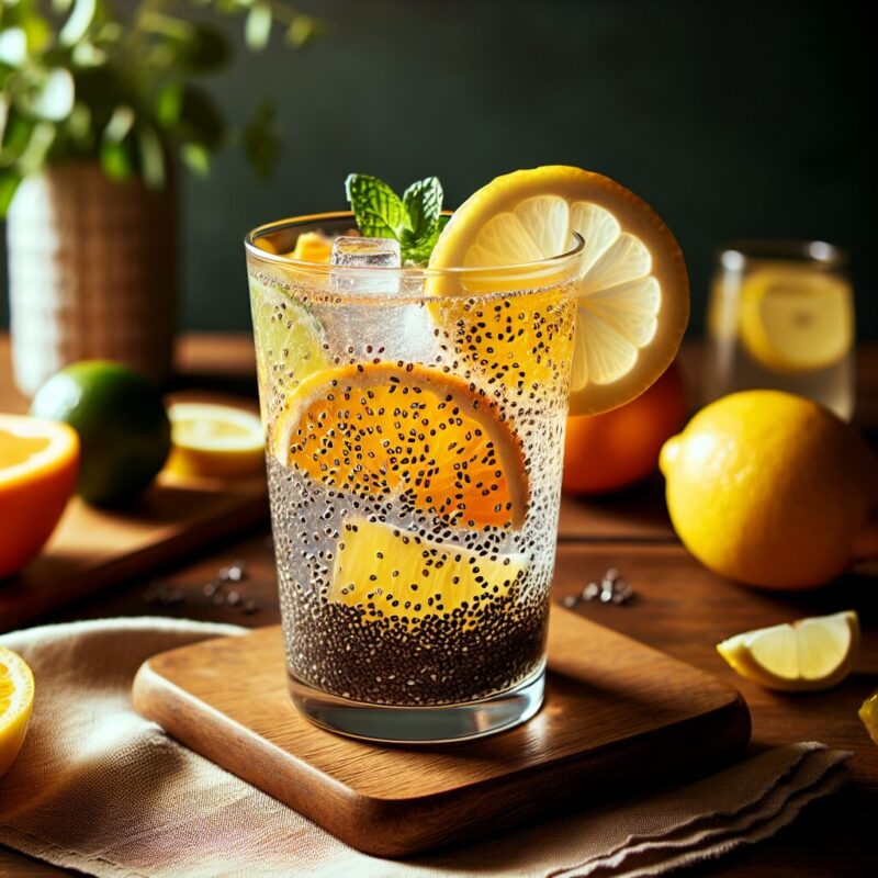 Chia Seed Citrus Spritz Mocktail.