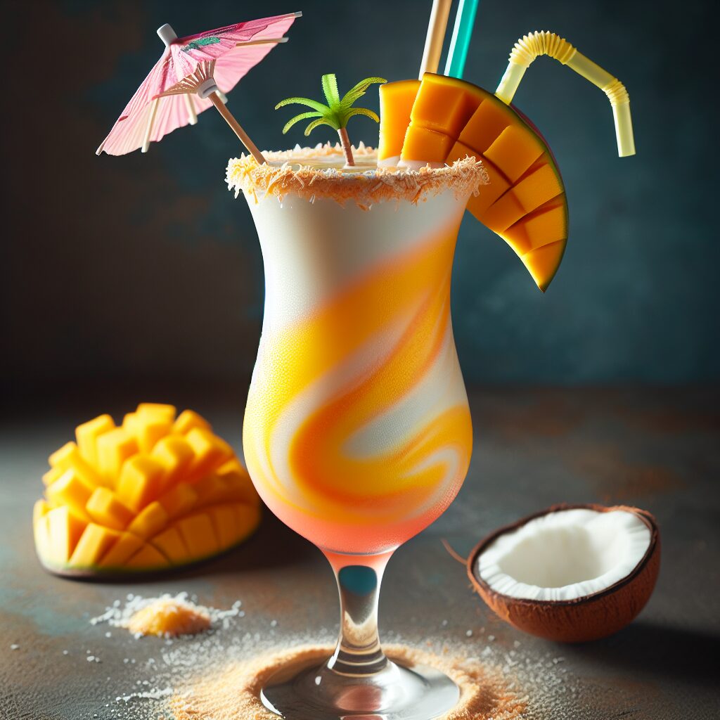 Coconut Mango Twist Mocktail. 