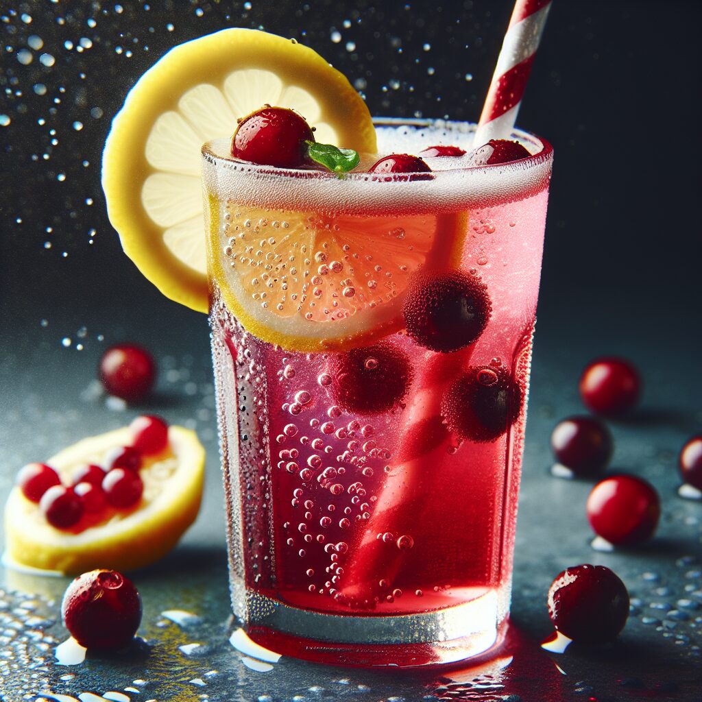 Cranberry Lemon Fizz Mocktail.