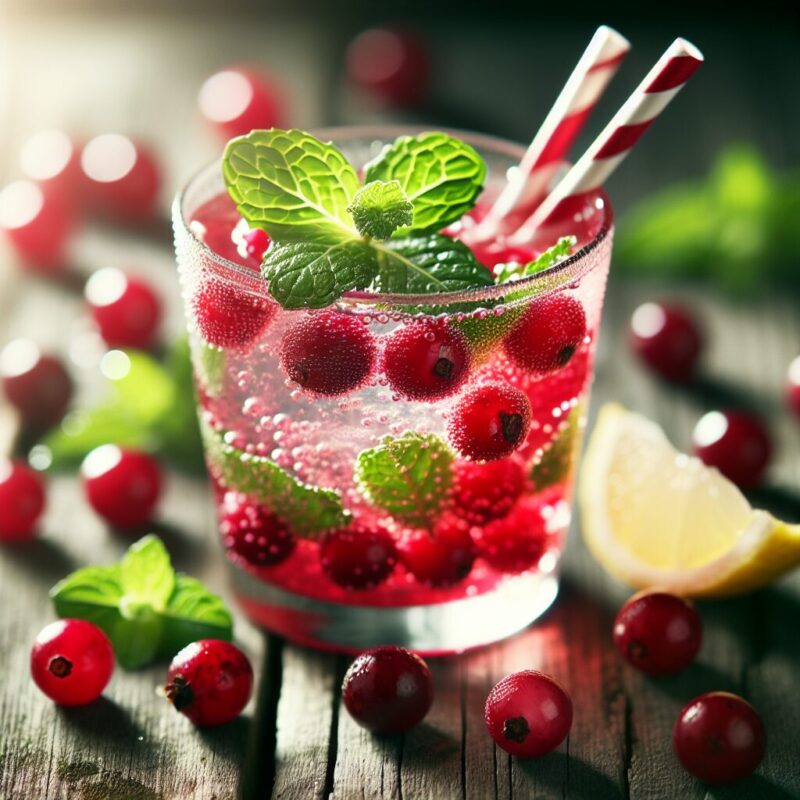 Cranberry Minted Lemonade Mocktail. natural