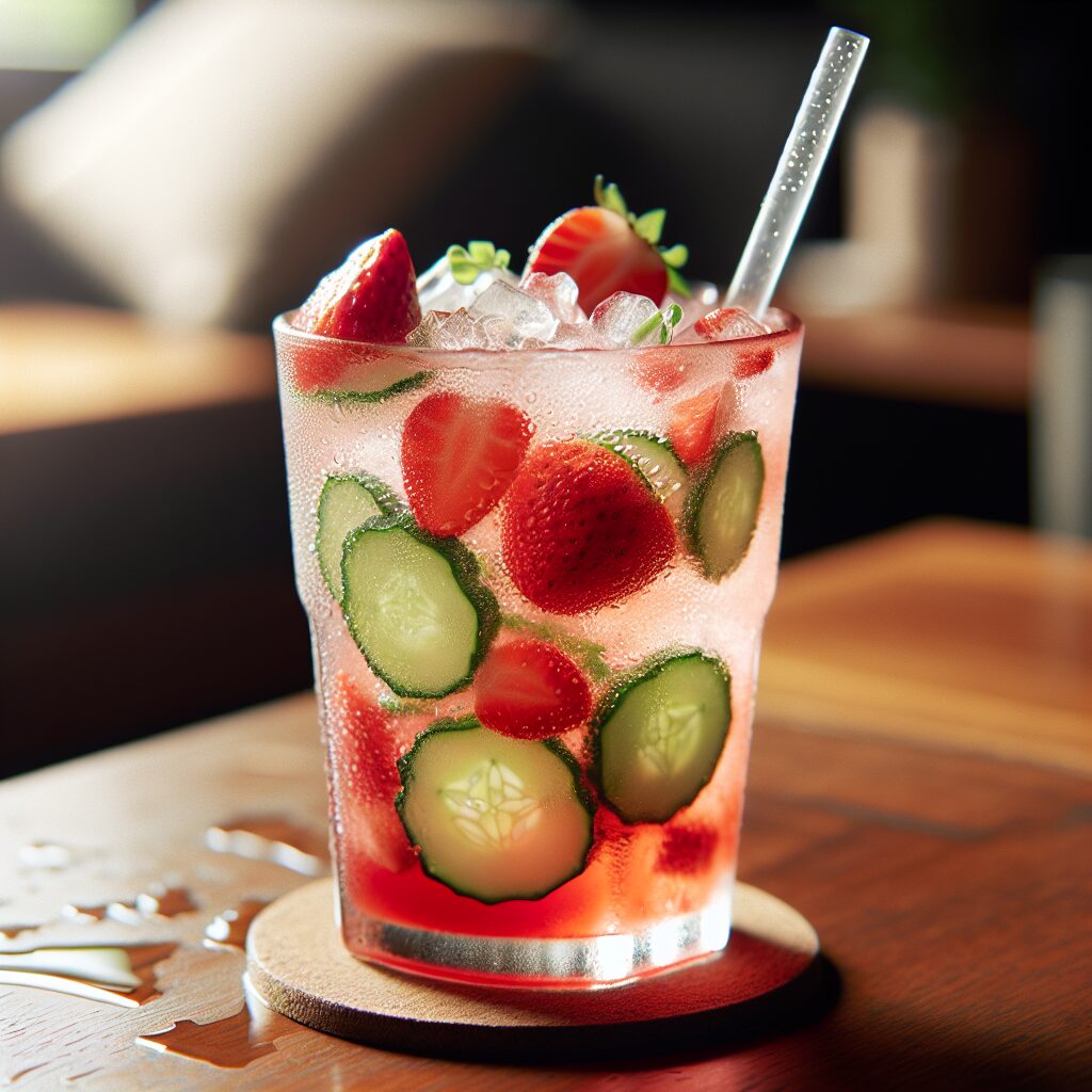 Cucumber Strawberry Cooler Mocktail.