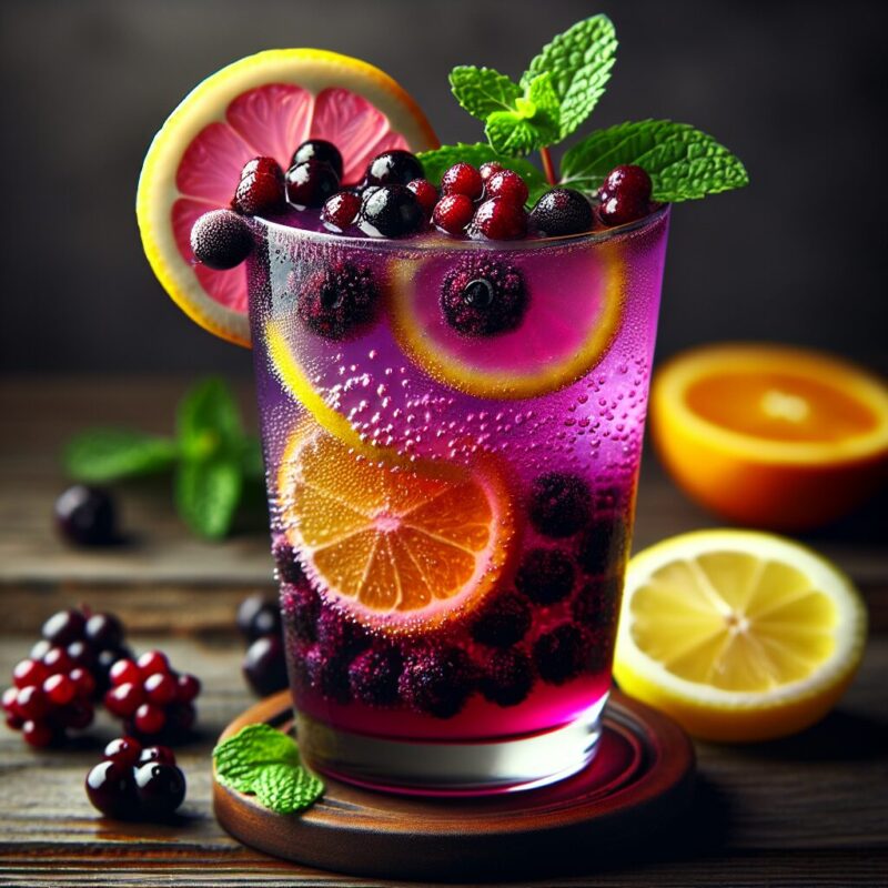 Elderberry Citrus Fizz Mocktail.