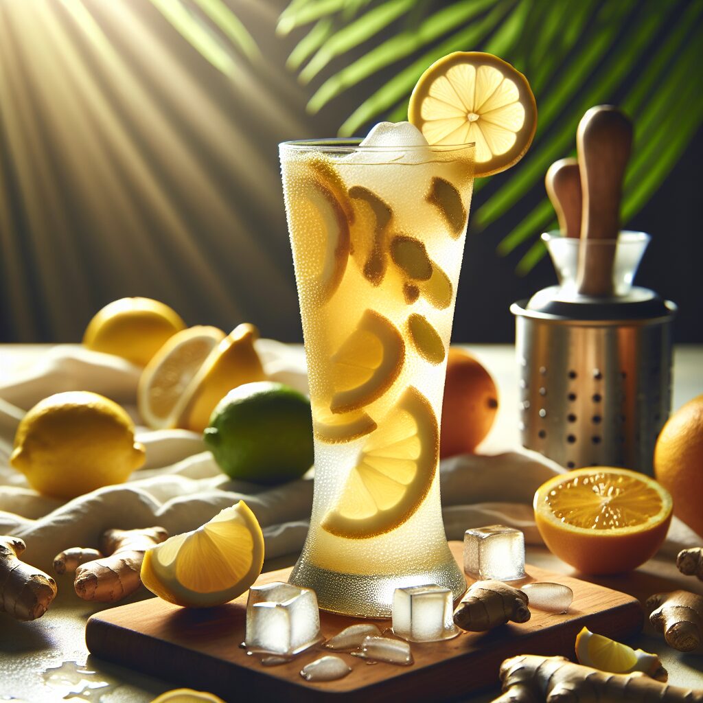 Ginger Citrus Cooler Mocktail. 