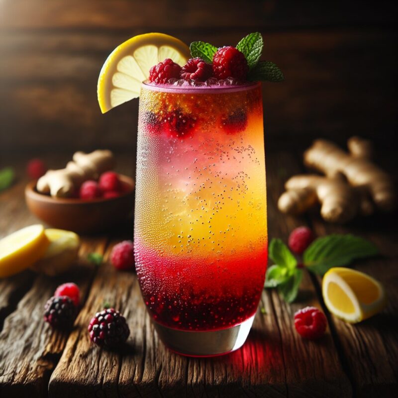 Gingerberry Bliss Mocktail. natural