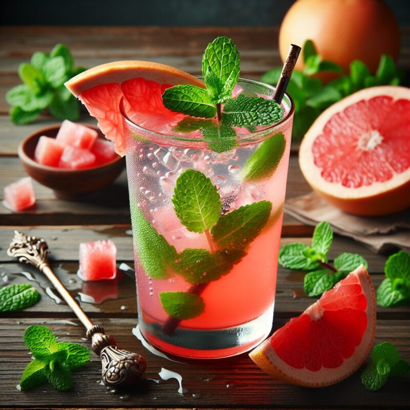 Grapefruit Mint Refresher Mocktail.