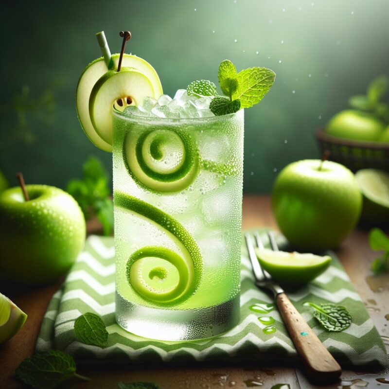 Green Apple Fizz Mocktail. 