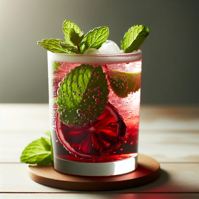 Hibiscus Mint Sparkler Mocktail.