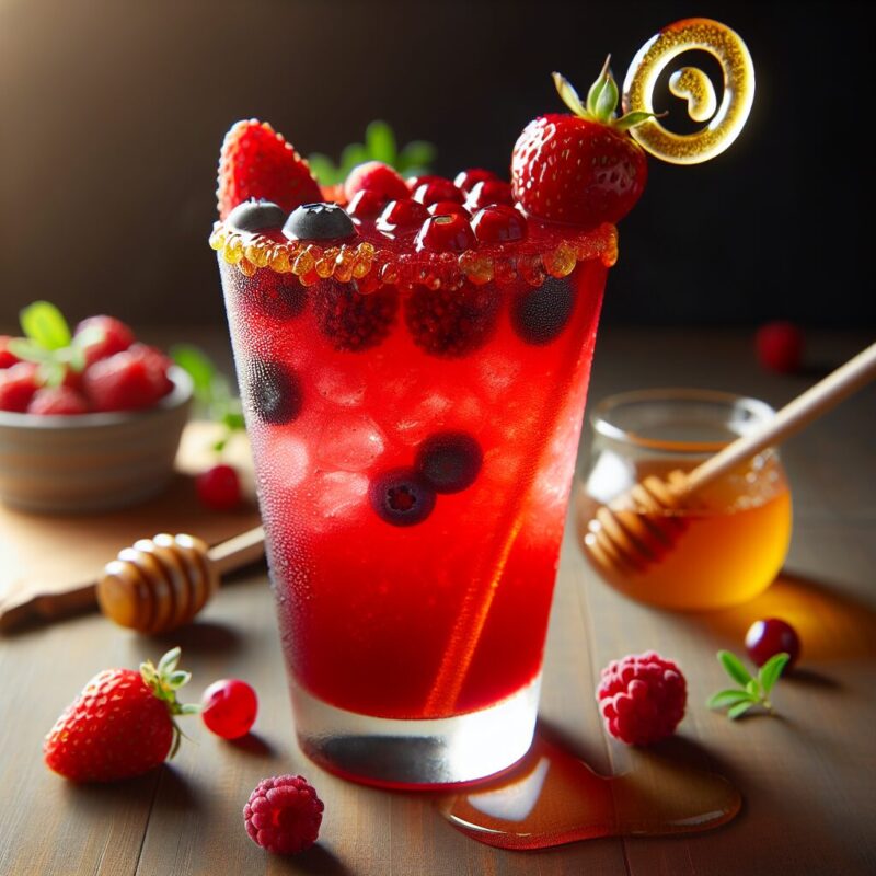 Honey Berry Cooler Mocktail. natural