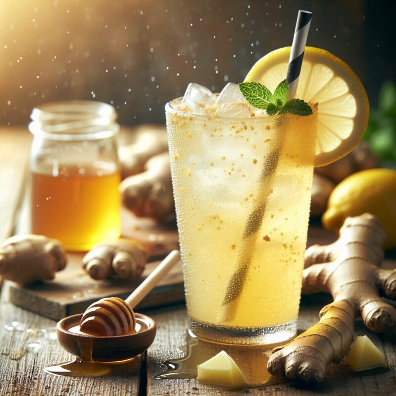 Honey Ginger Lemonade Mocktail. 