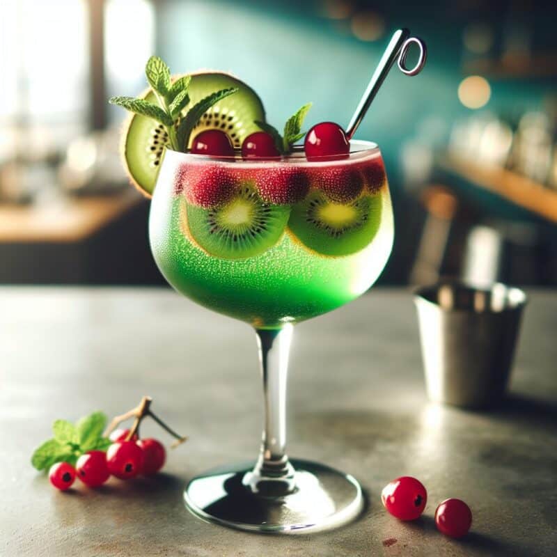 Kiwi Berry Sparkler Mocktail.