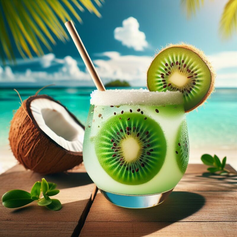 Kiwi Coconut Cooler Mocktail. natural