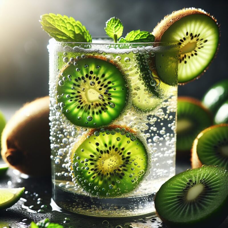 Kiwi Lime Sparkler Mocktail. natural