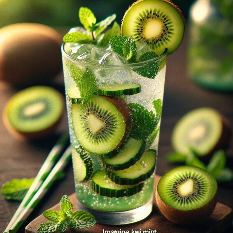 Kiwi Mint Quencher Mocktail. natural