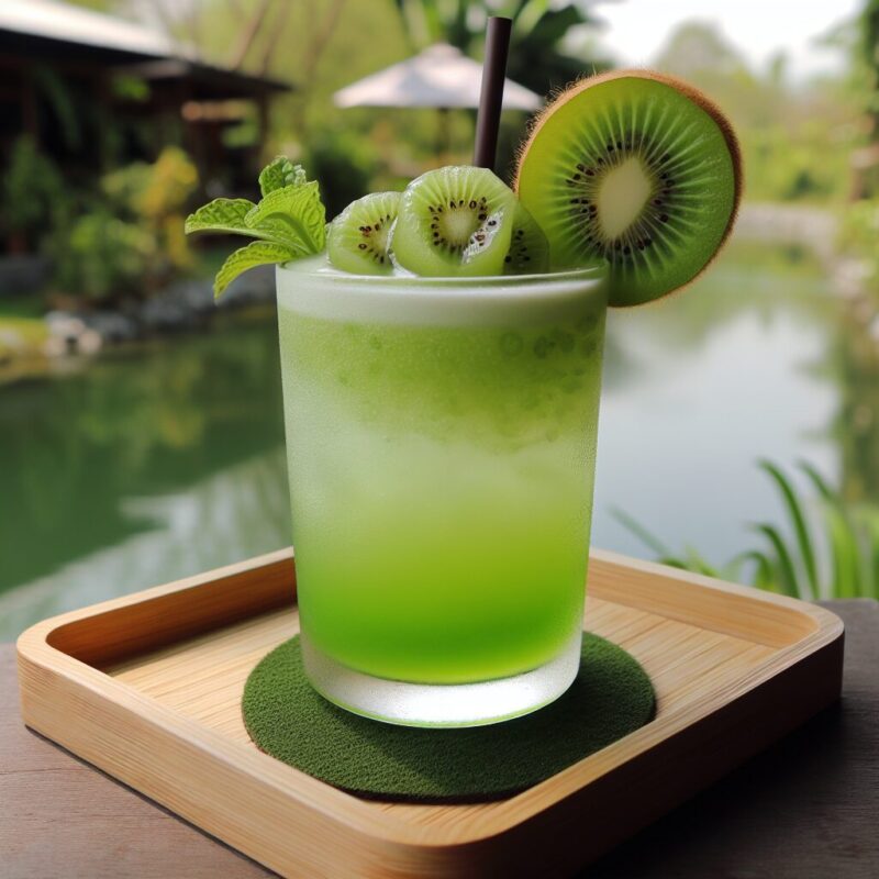 Kiwi Rosewater Delight Mocktail. natural