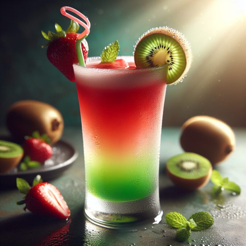 Kiwi Strawberry Delight Mocktail.