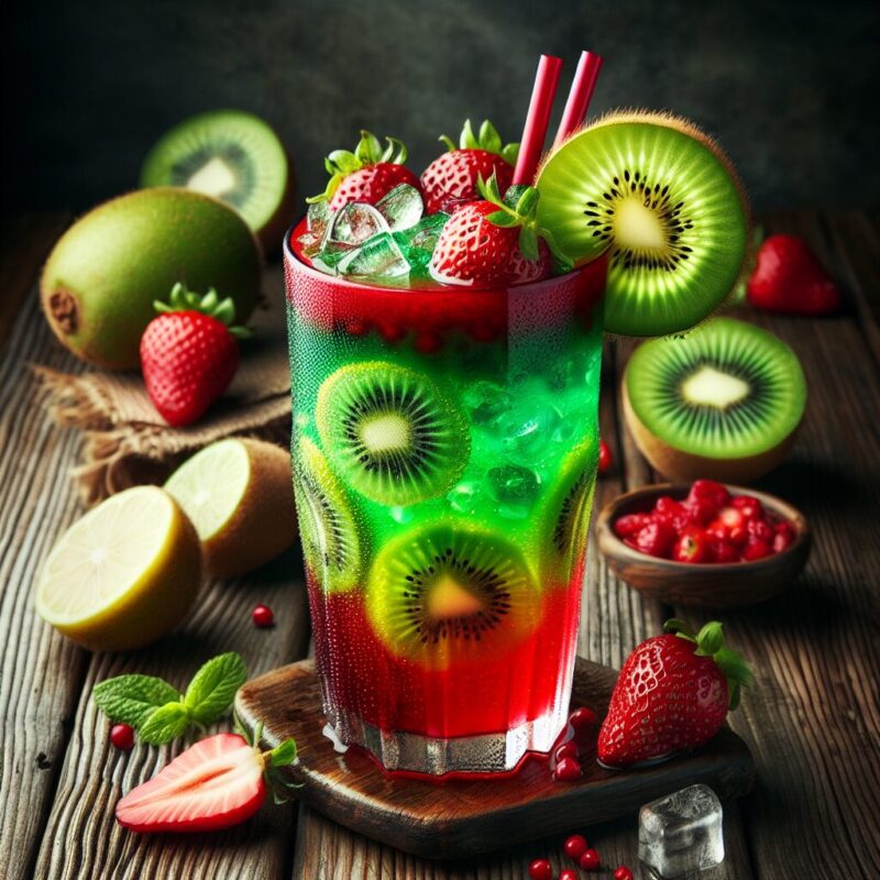 Kiwi Strawberry Elixir Mocktail.