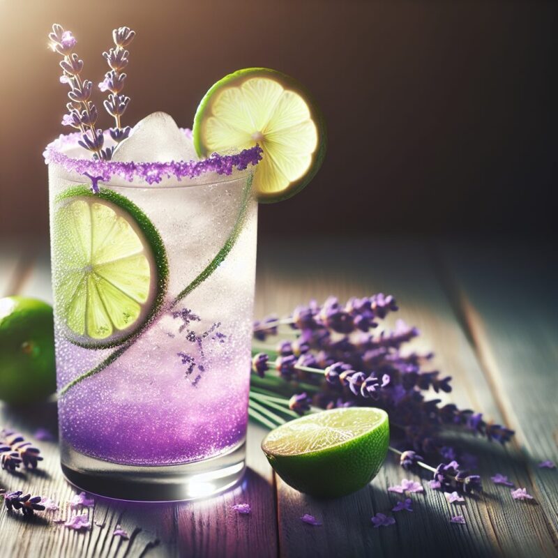 Lavender Lime Sparkle Mocktail. natural