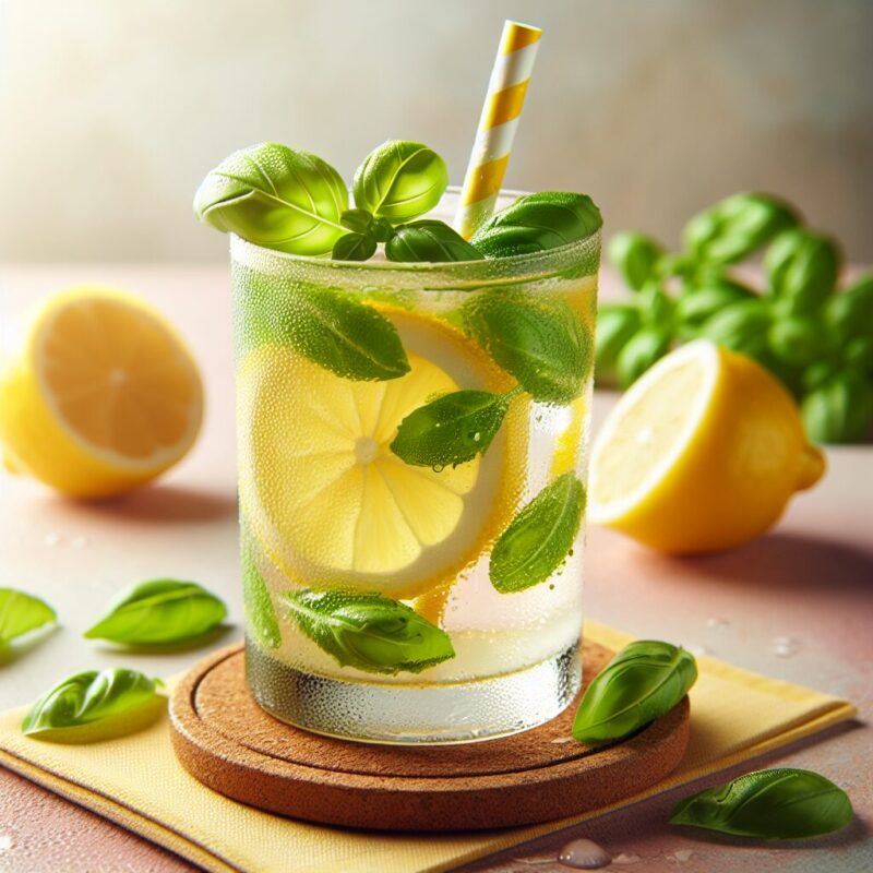 Lemon Basil Cooler Mocktail.