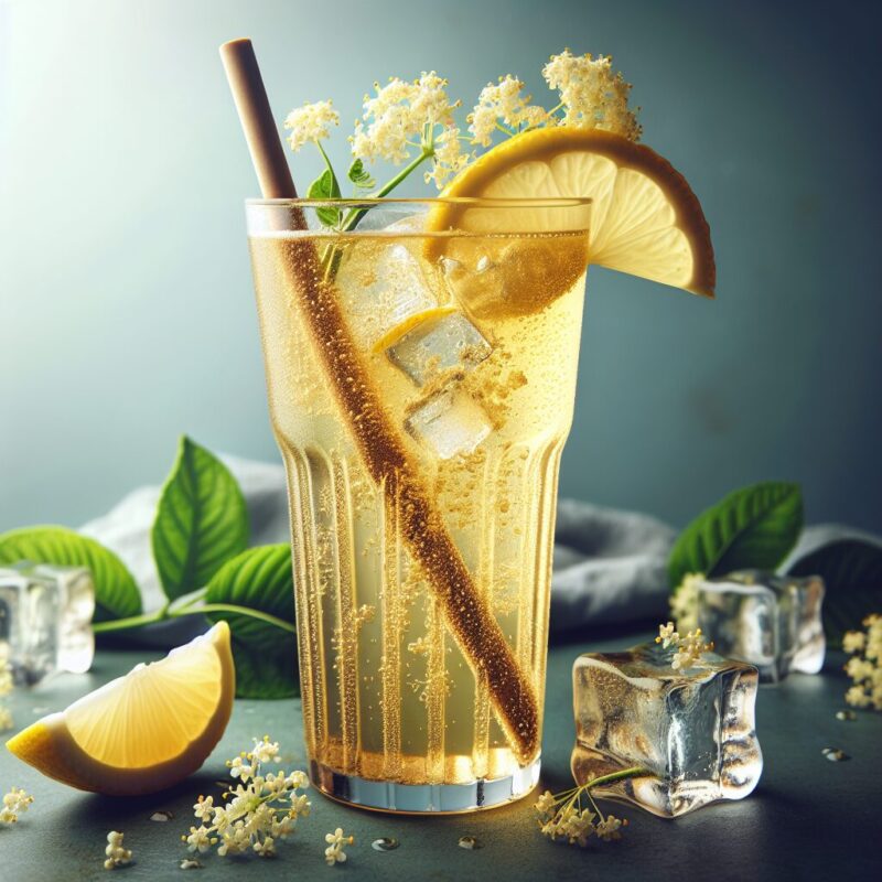 Lemon Elderflower Sparkler Mocktail. natural