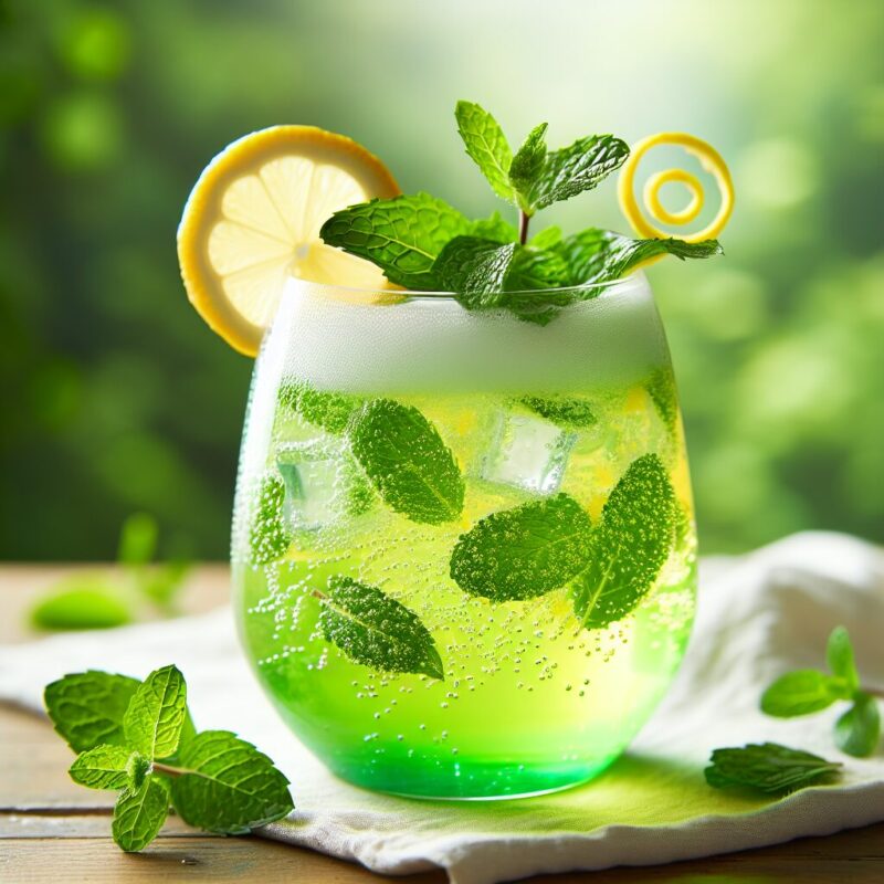 Lemon Mint Fizz Mocktail.