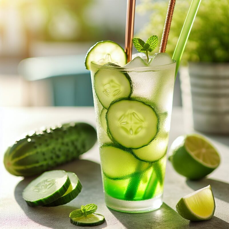 Lime Cucumber Cooler Mocktail.