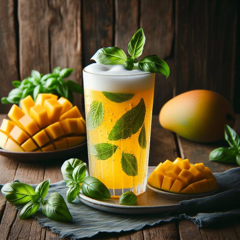 Mango Basil Twist Mocktail. natural