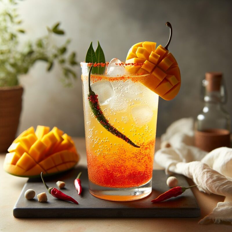 Mango Chili Fizz Mocktail. natural