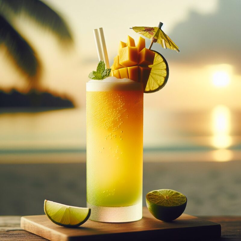 Mango Lime Fizz Mocktail.