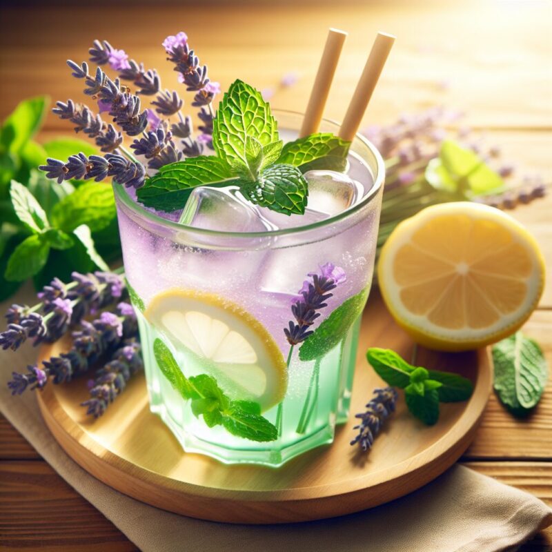 Mint Lavender Lemonade Mocktail. natural