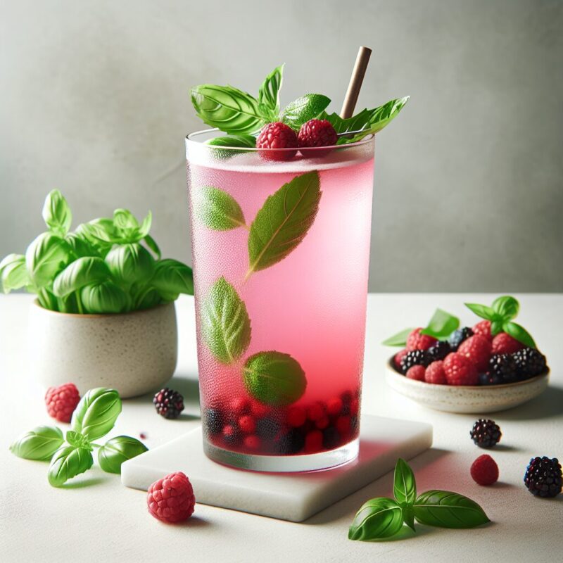 Minted Berry Basil Mocktail.