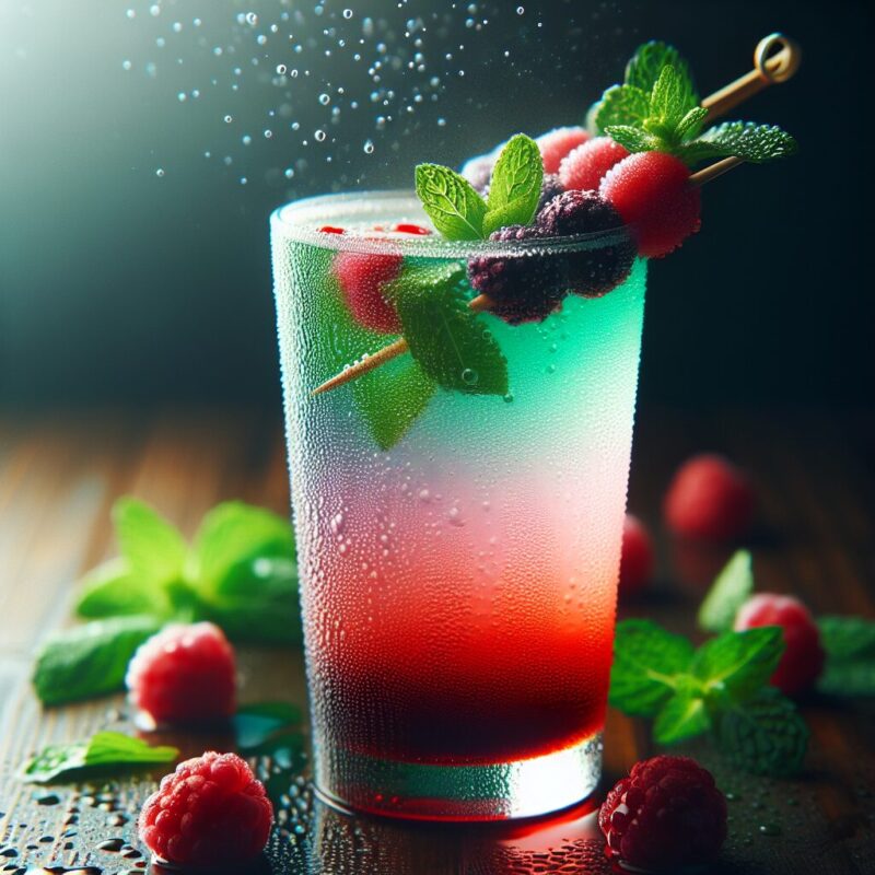 Minted Berry Fizz Mocktail.