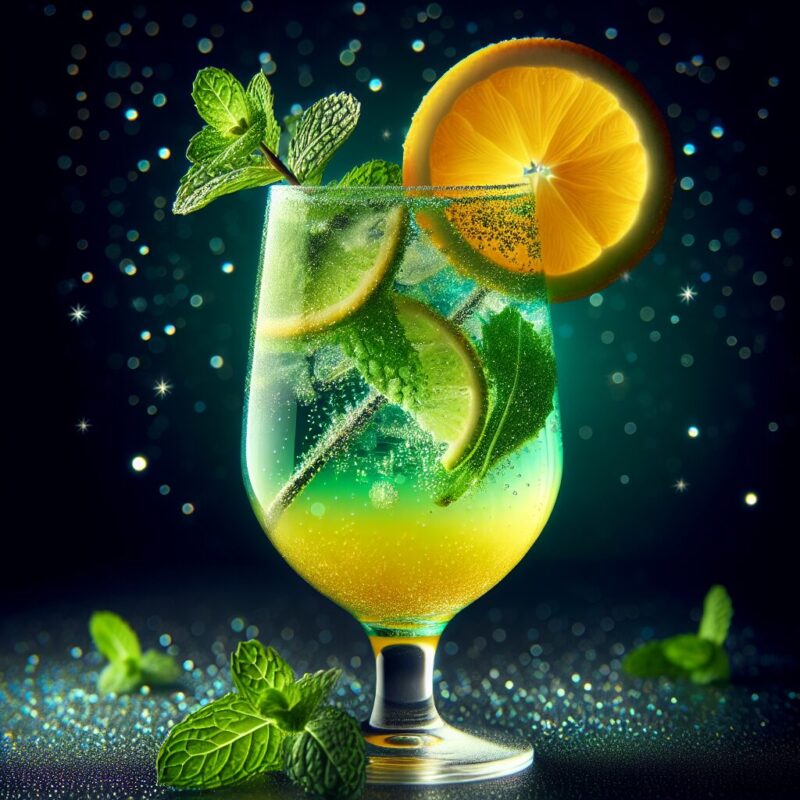 Minted Citrus Sparkle Mocktail. 