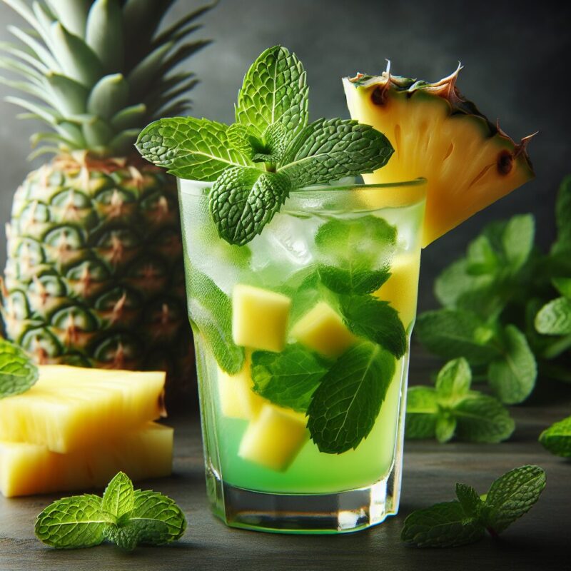 Minty Pineapple Refresher Mocktail. natural