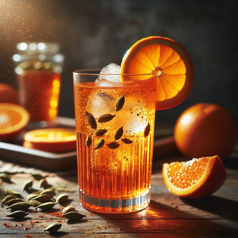 Orange Cardamom Quencher Mocktail. natural