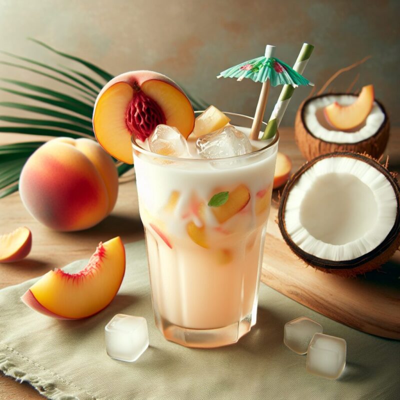 Peach Coconut Cooler Mocktail. natural