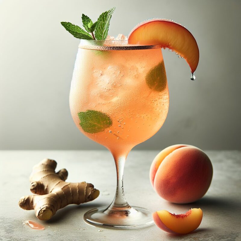 Peach Ginger Fizz Mocktail.