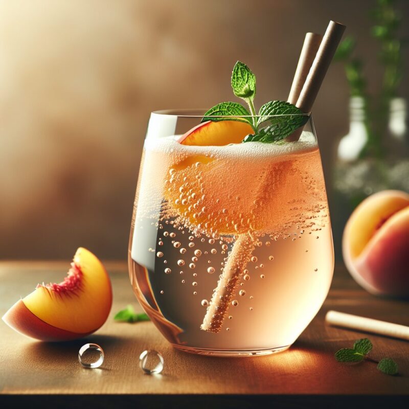 Peach Ginger Sparkle Mocktail.