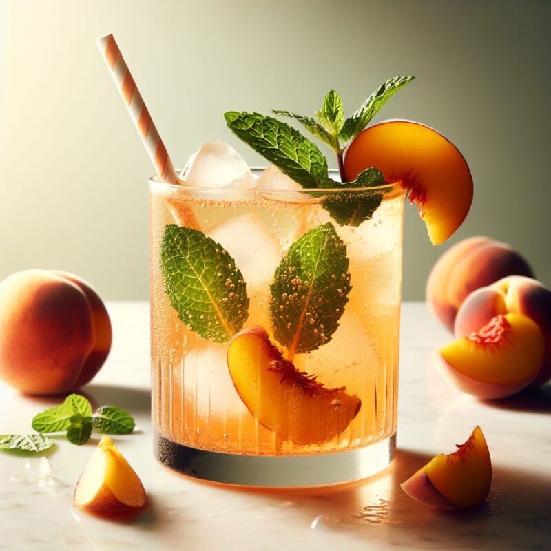 Peach Mint Quencher Mocktail.